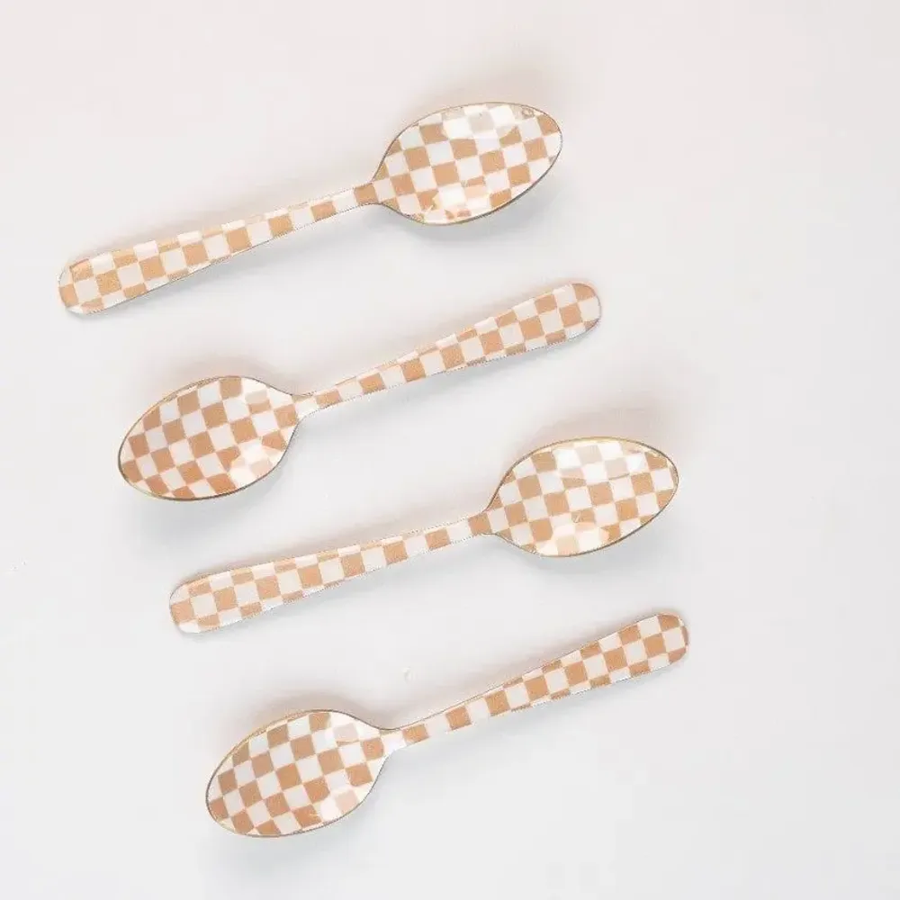 Cutlery set - Enamel Spoon Set — (Set of 4), 5.4 x 1 Inches - CASA AMAROSA