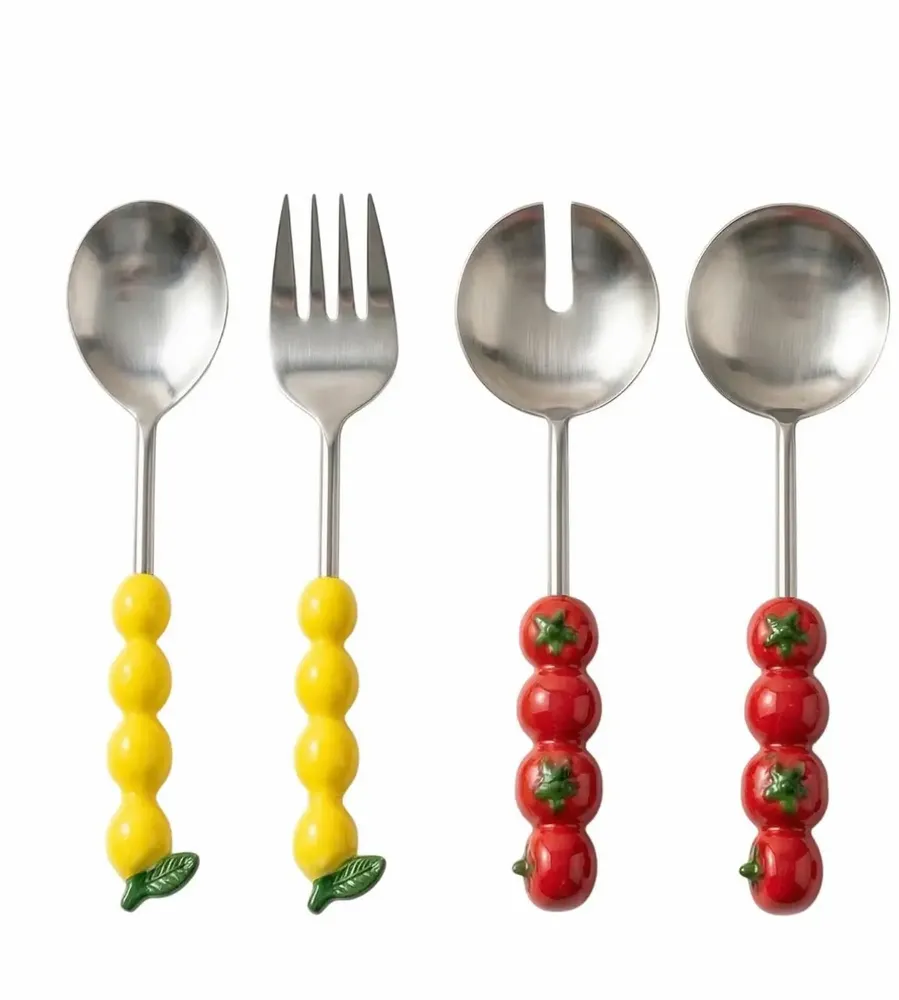 Ustensiles de cuisine - Pelle à salade avec manche en forme de tomate et citron, (Set de 2) - CASA AMAROSA