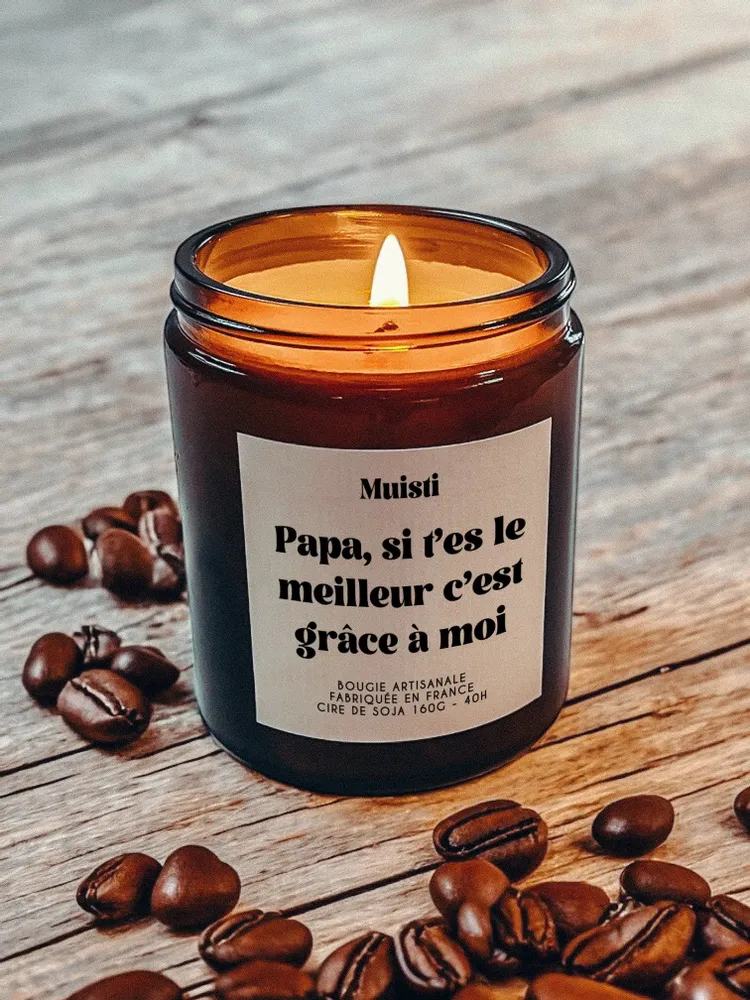 Cadeaux - Bougie Parfumée - Papa si t'es le meilleur c'est grâce à moi - Musc blanc – 160g - MUISTI