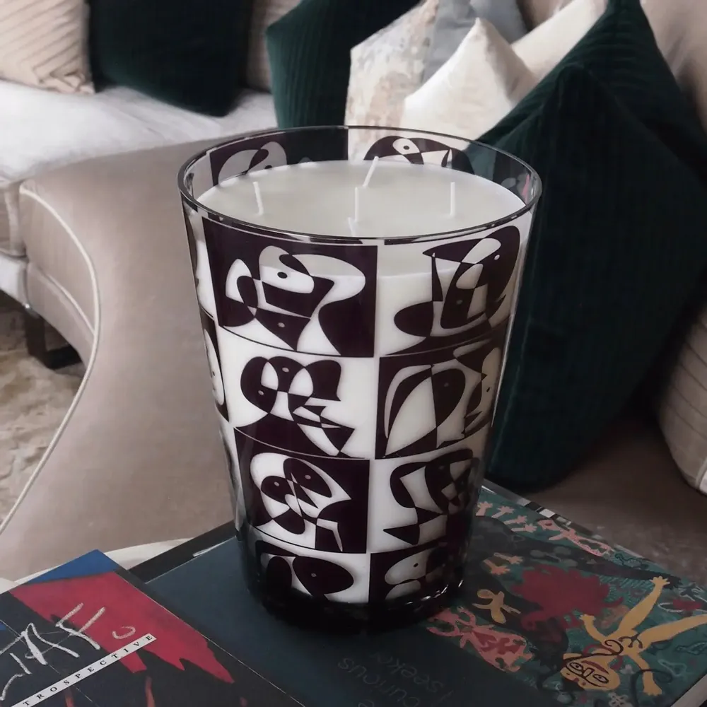 Bougies - Mosaico En Ajedrez (Cuir-Musc-Ambre) - Bougie parfumée en verre - 24 cm - ARTITUDE HOME