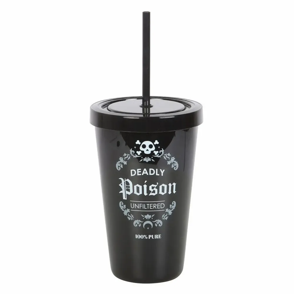 Verres - Gobelet en plastique « Poison mortel » avec paille - SOMETHING DIFFERENT WHOLESALE