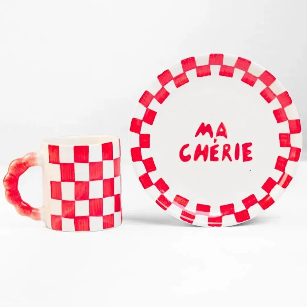 Assiettes au quotidien - Assiette à collation en céramique Ma Cherie, 7 x 7 pouces - CASA AMAROSA