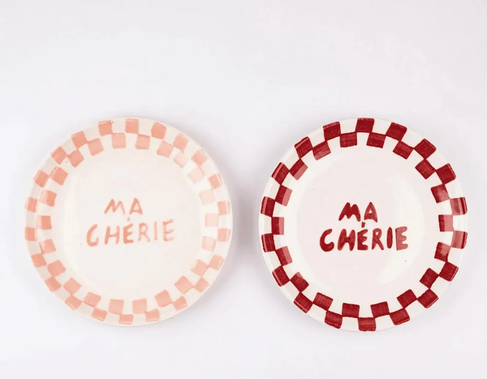 Assiettes au quotidien - Assiette à collation en céramique Ma Cherie, 7 x 7 pouces - CASA AMAROSA