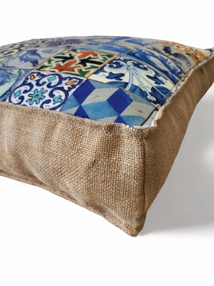 Ottomans - Azulejo Heritage Pouf , floor seating, bench cushion seat custom made - ARTISAN BY MF