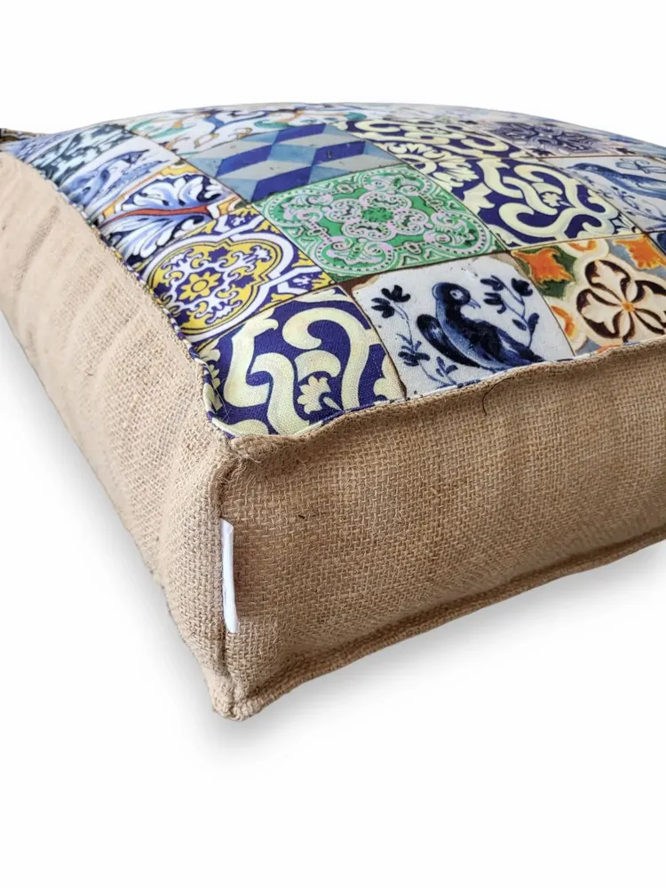 Ottomans - Azulejo Heritage Pouf , floor seating, bench cushion seat custom made - ARTISAN BY MF