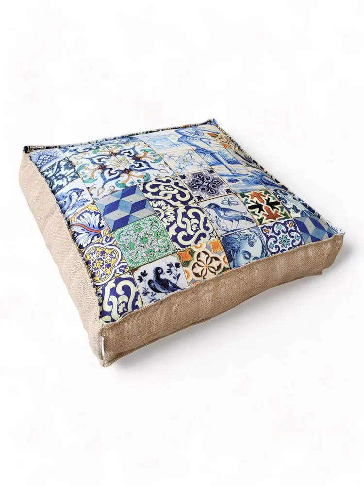 Ottomans - Azulejo Heritage Pouf , floor seating, bench cushion seat custom made - ARTISAN BY MF