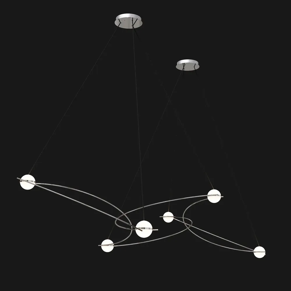 Suspensions - Suspension constellation – Acier inox. & Verre opale – Kosmos 6L - MOSS OBJECTS
