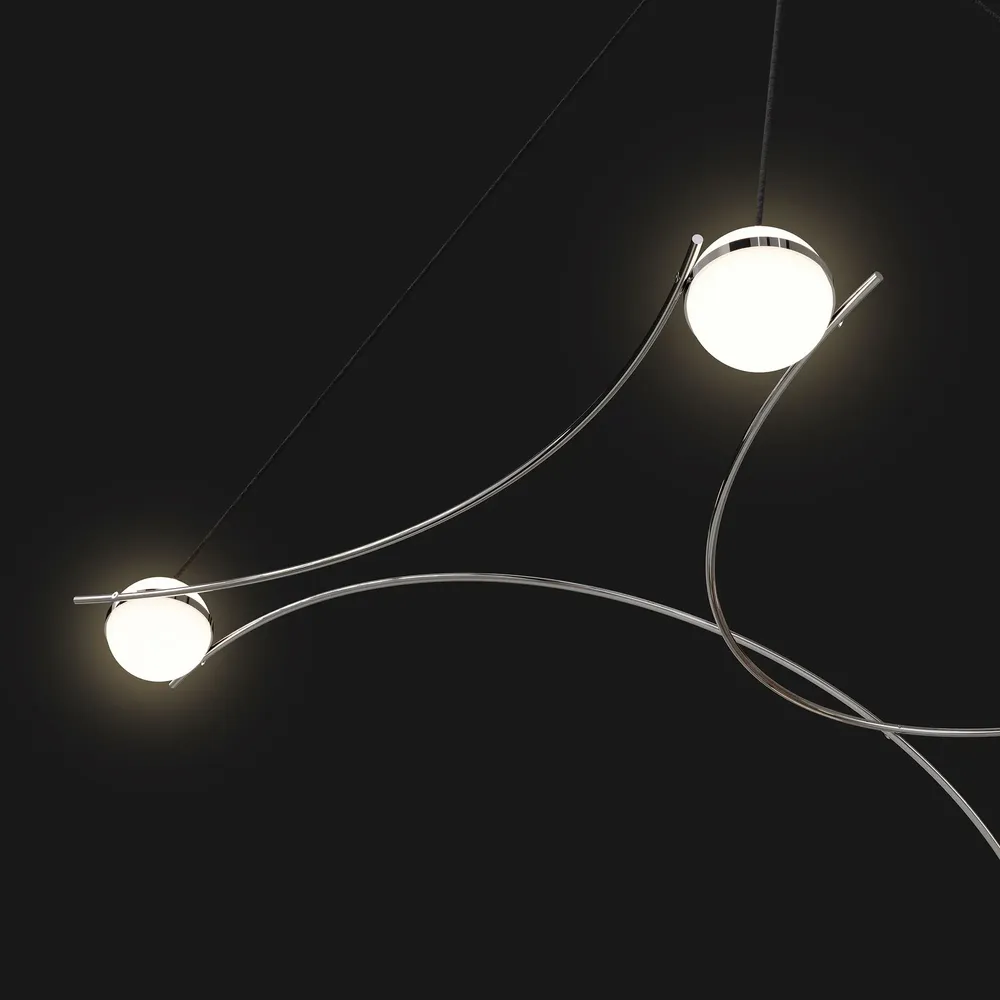 Suspensions - Suspension constellation – Acier inox. & Verre opale – Kosmos 6L - MOSS OBJECTS