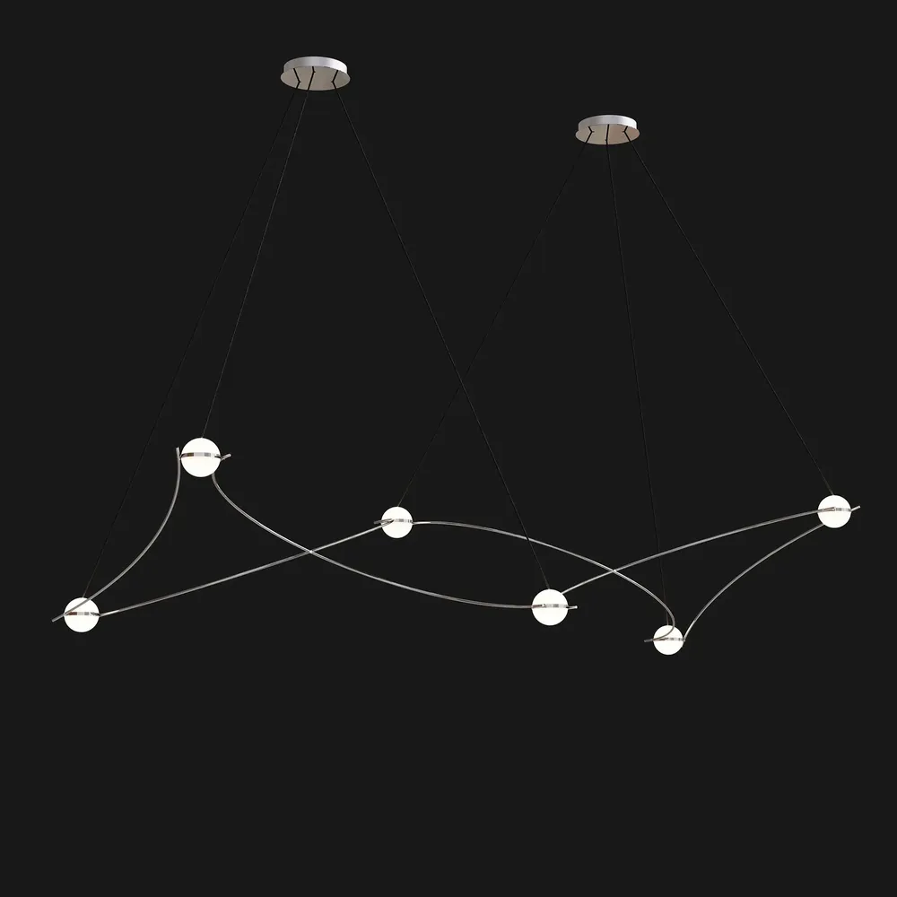 Suspensions - Suspension constellation – Acier inox. & Verre opale – Kosmos 6L - MOSS OBJECTS