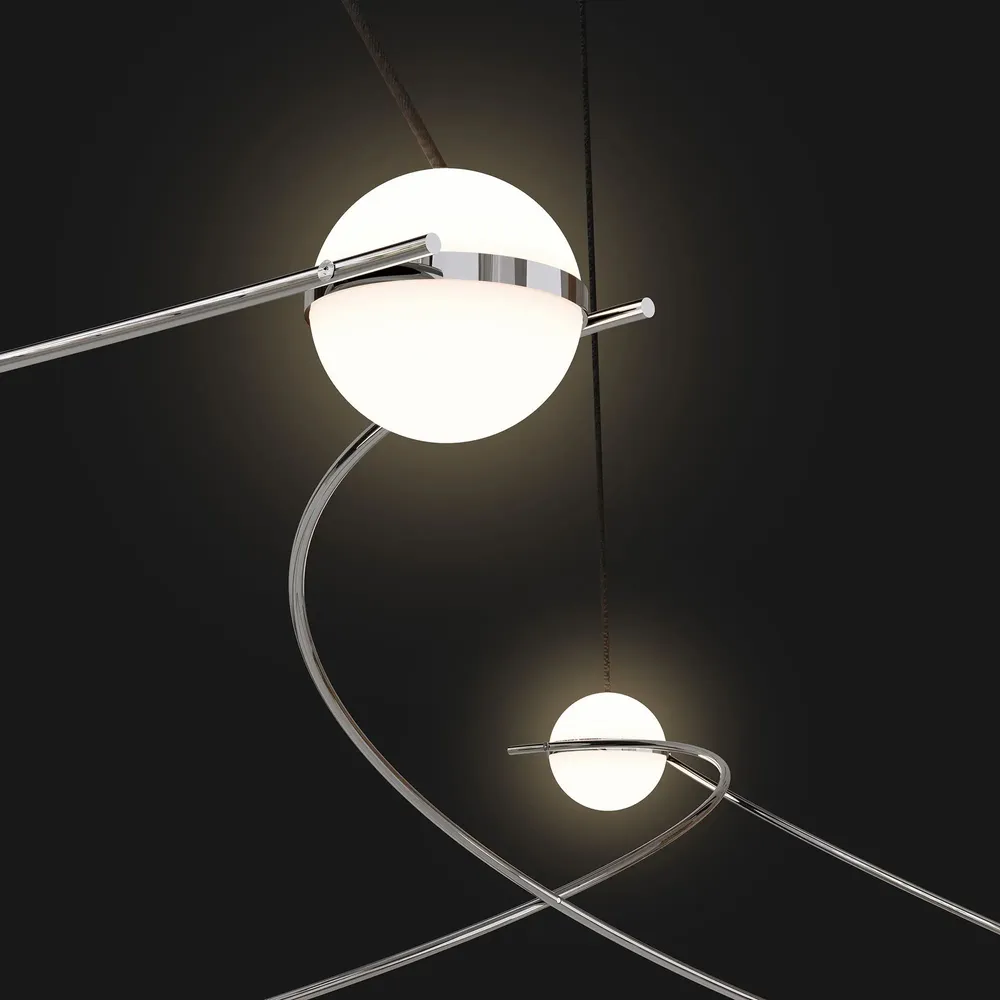 Hanging lights - Sculptural Globe Light – Stainless Steel & Glass – Kosmos 6S - MOSS OBJECTS
