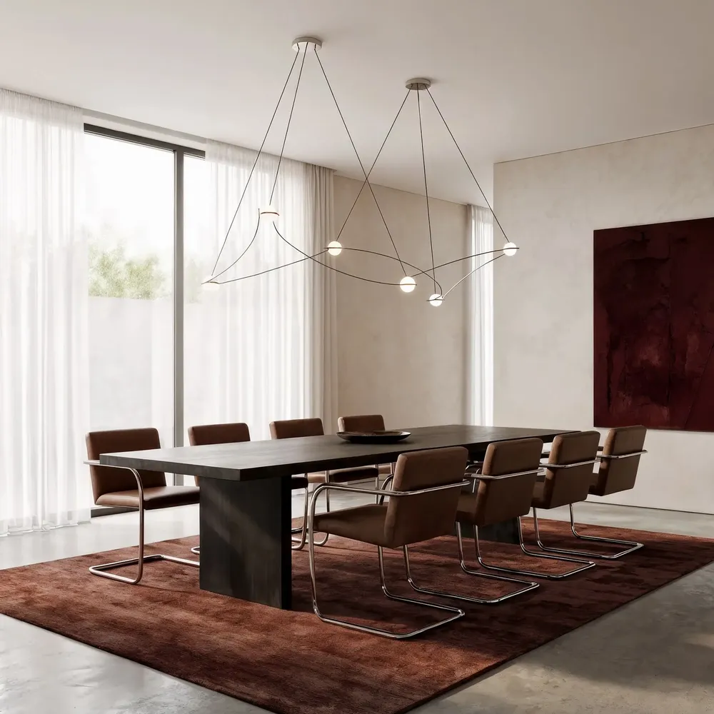 Hanging lights - Sculptural Globe Light – Stainless Steel & Glass – Kosmos 6S - MOSS OBJECTS