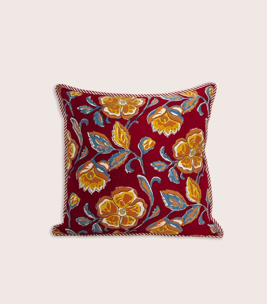 Fabric cushions - LONI Red Cushion Cover - JAMINI BY USHA BORA