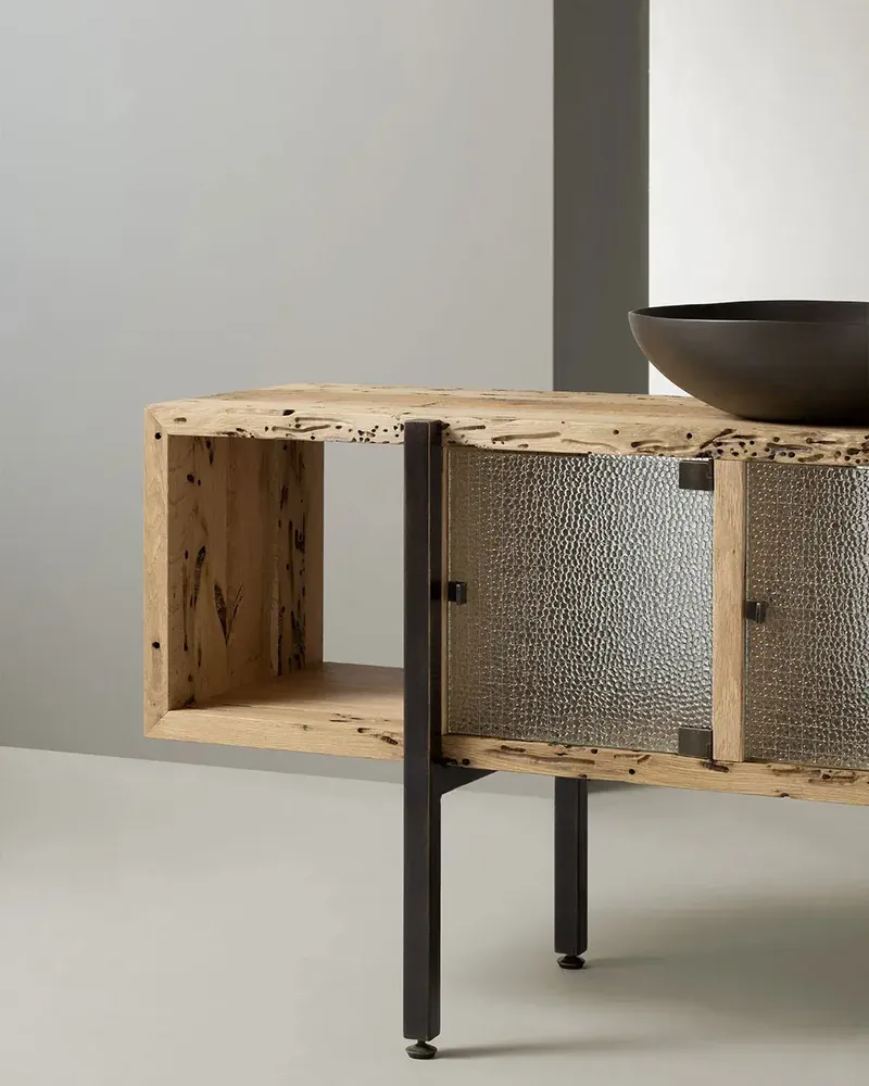 Meubles de cuisines  - Altana | Buffet en Bois Massif et Verre Armé - DE ZOTTI & DE BRICOLA