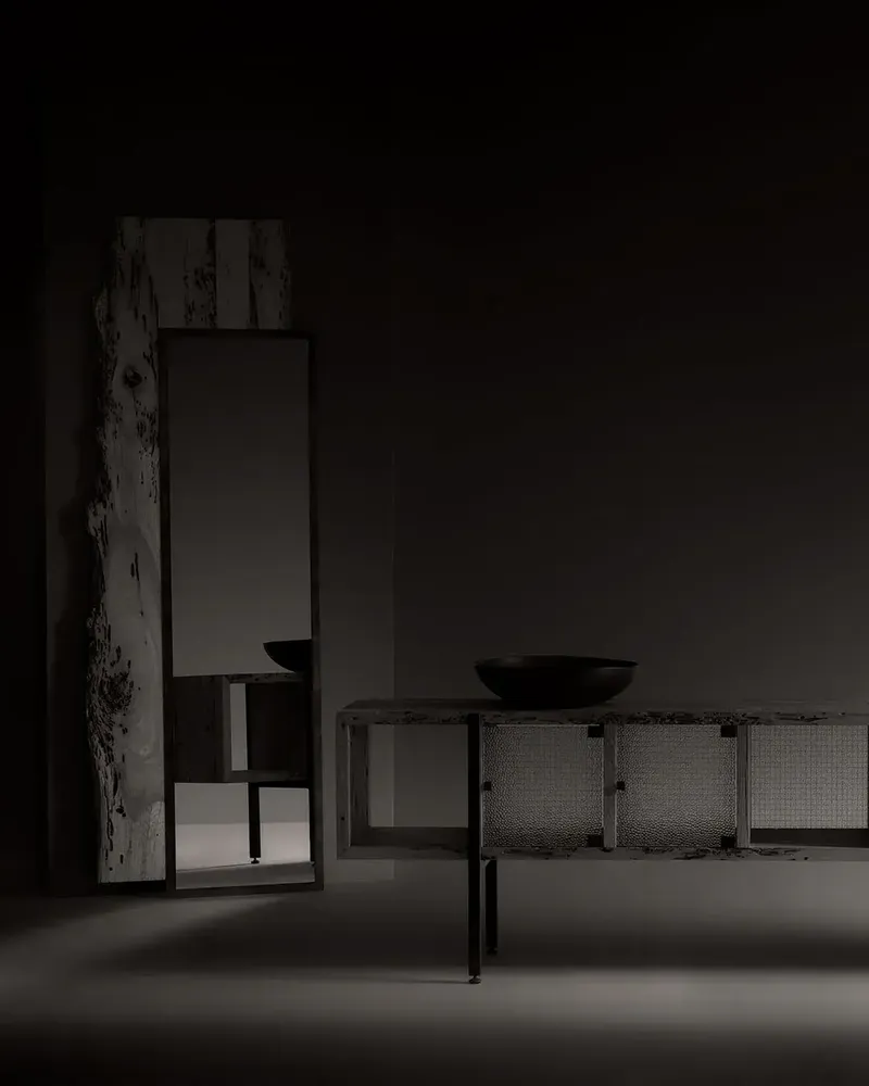 Meubles de cuisines  - Altana | Buffet en Bois Massif et Verre Armé - DE ZOTTI & DE BRICOLA