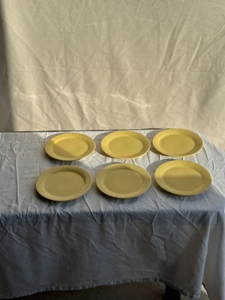 Everyday plates - Set of 6 small modern yellow dessert plates D19 - OFFICE OBJETS