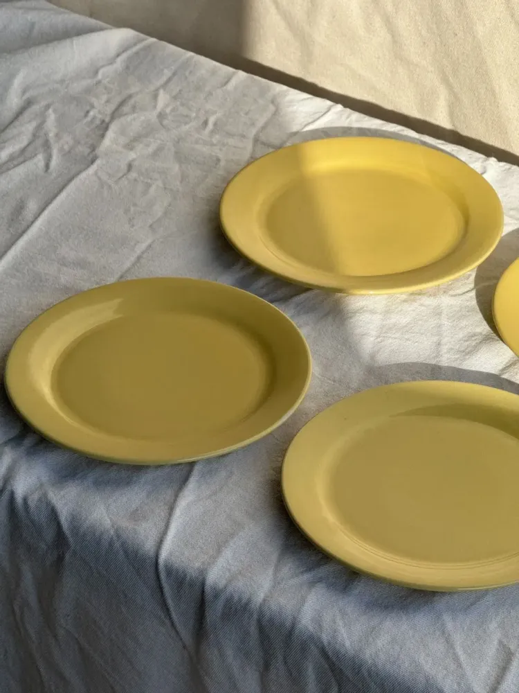 Everyday plates - Set of 6 small modern yellow dessert plates D19 - OFFICE OBJETS