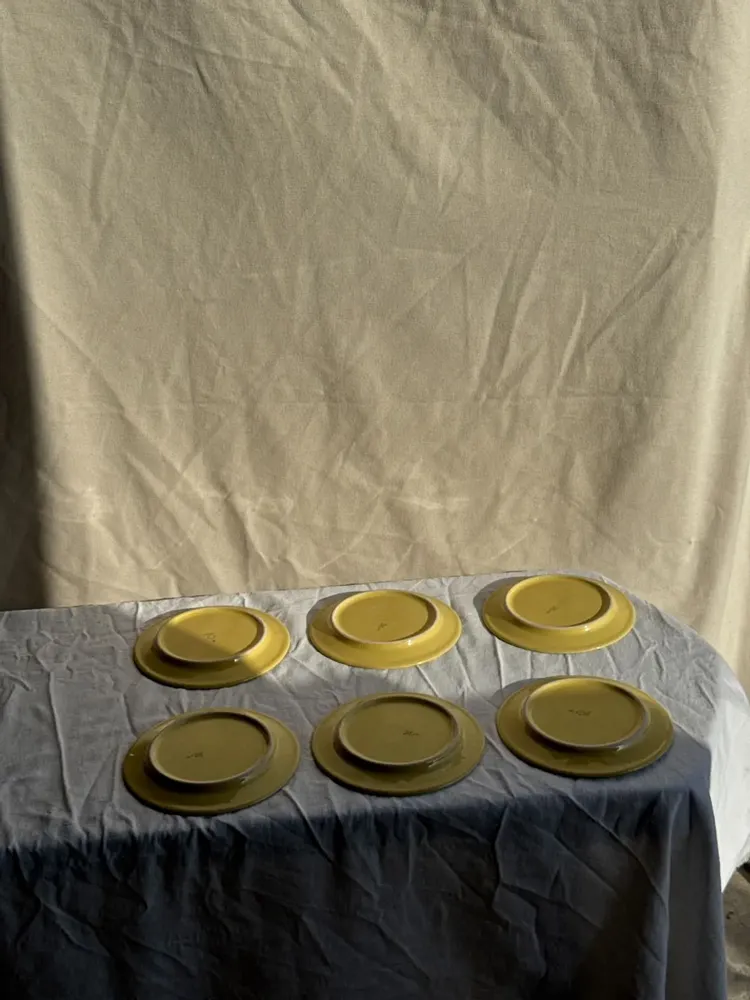 Everyday plates - Set of 6 small modern yellow dessert plates D19 - OFFICE OBJETS