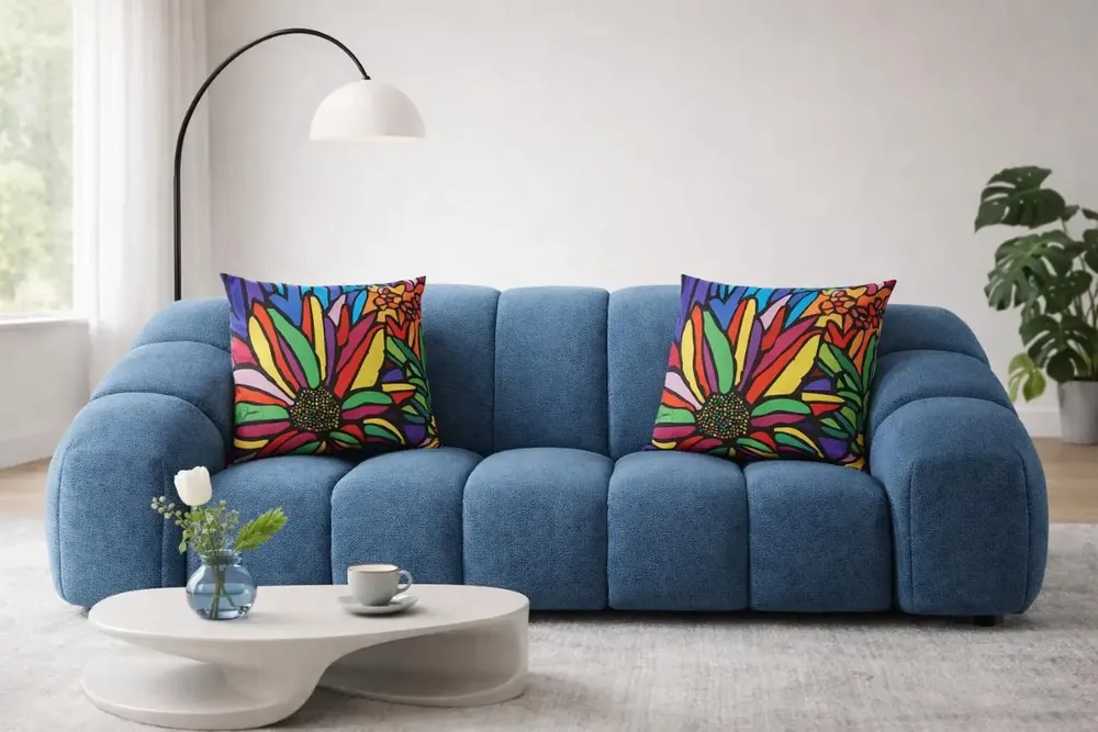Fabric cushions - Decorative pillow Flowers 45 x 45 - Design by Juan de Lascurain - ARTDECORIS
