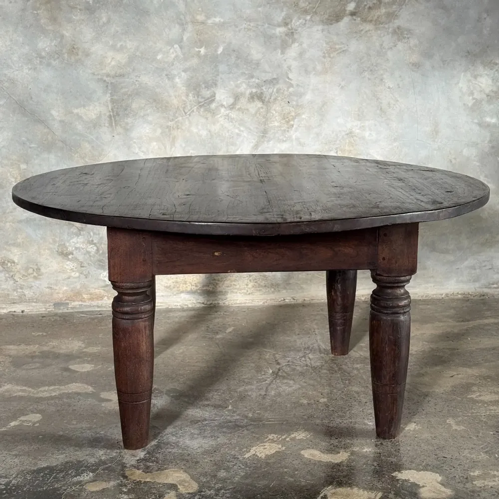 Coffee tables - Coffee table, antique round coffee table in Indonesian teak - OFFICE OBJETS