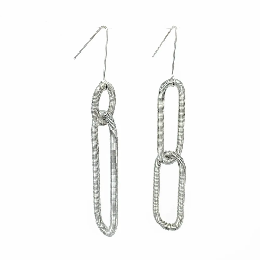 Objets de décoration - BOUCLE D'OREILLE CHAIN STEEL DOUBLE - LA MOLLLA® BIJOUX