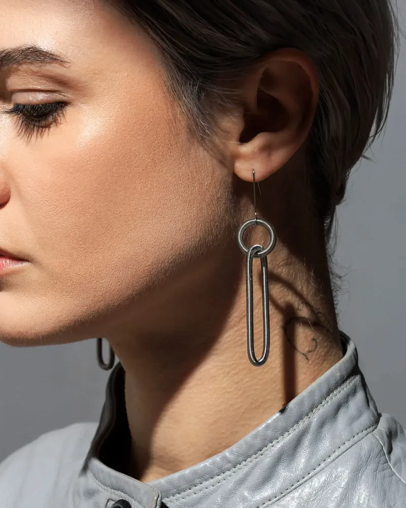 Objets de décoration - BOUCLE D'OREILLE CHAIN STEEL DOUBLE - LA MOLLLA® BIJOUX