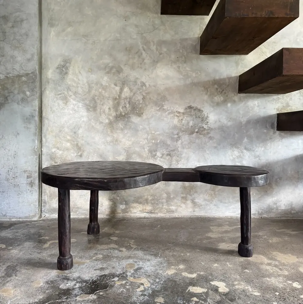 Tables basses - Grande coffee table, table basse tripode minimaliste en teck massif - OFFICE OBJETS