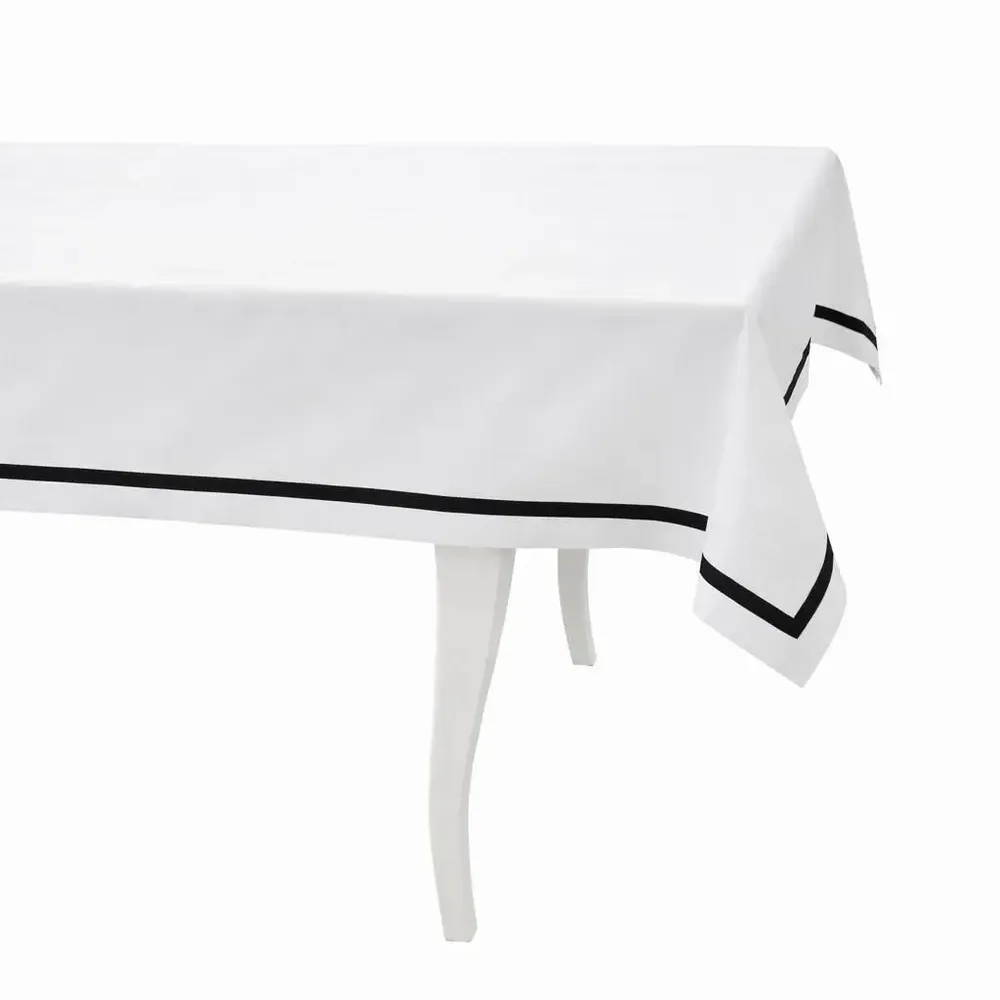 Table linen - Stripes Tablecloth – Black Ribbon (French Bistro Style) - ROSEBERRY HOME
