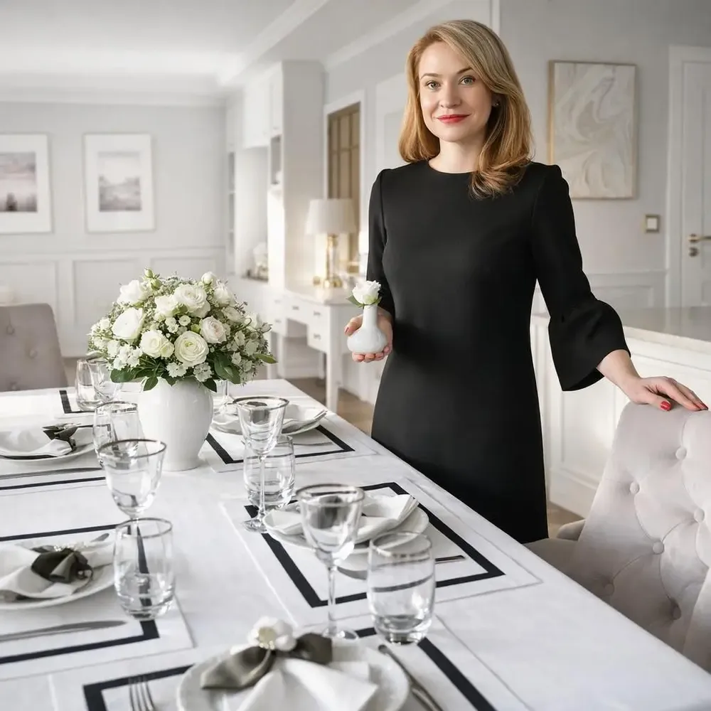 Table linen - Stripes Tablecloth – Black Ribbon (French Bistro Style) - ROSEBERRY HOME