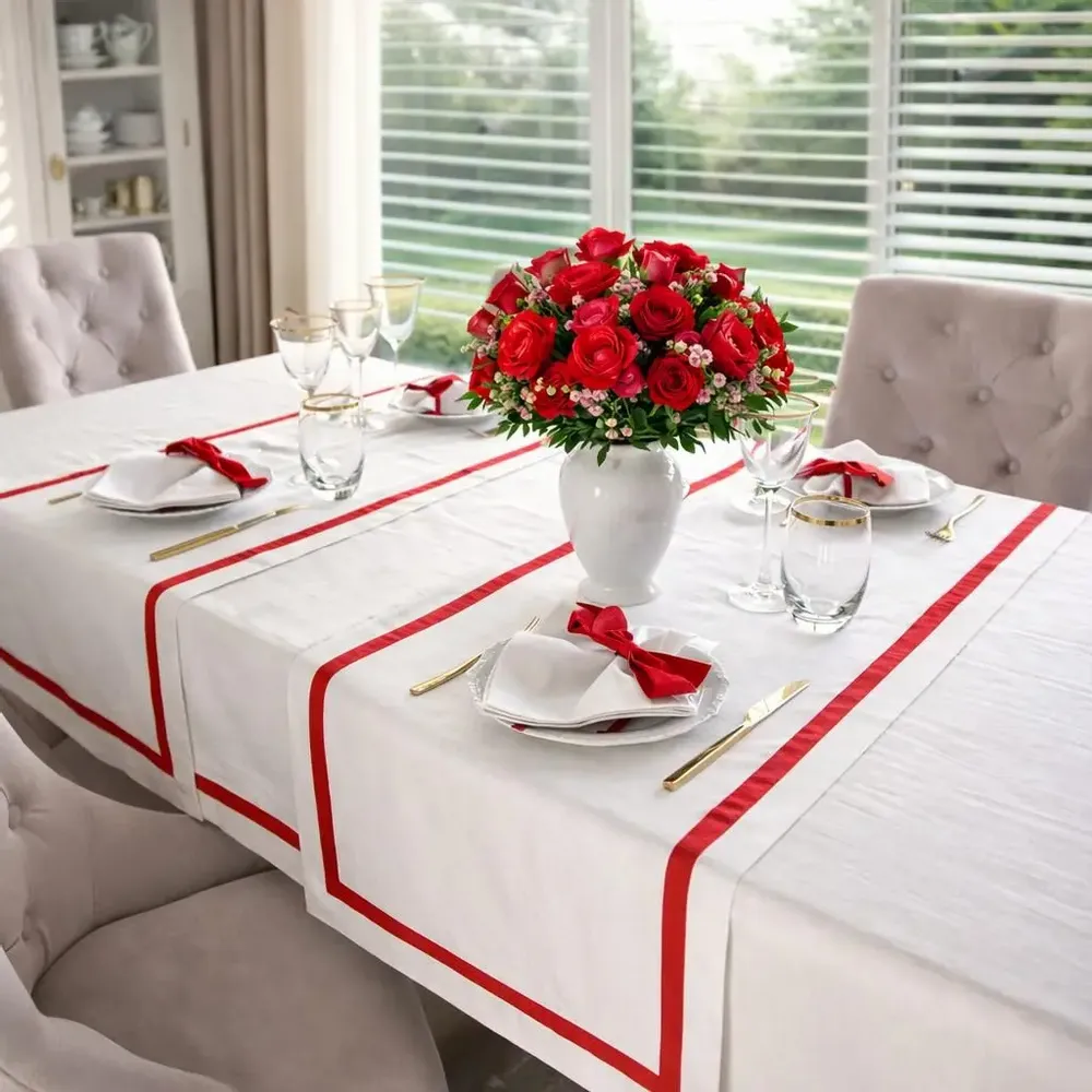 Table linen - Stripes Placemats – Red Ribbon (French Bistro Style) - ROSEBERRY HOME