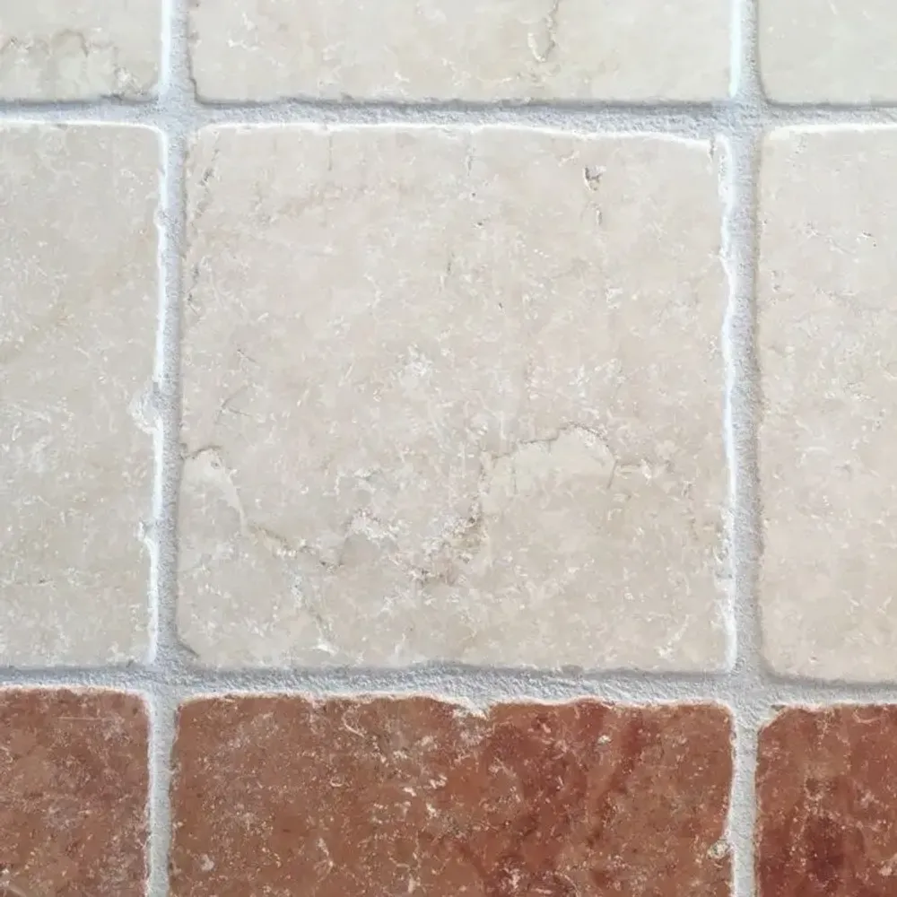 Terraces - Botticino Tumbled Marble Tiles - 15x15 cm - SENINI STONE  -NATURAL STONE MADE IN ITALY-