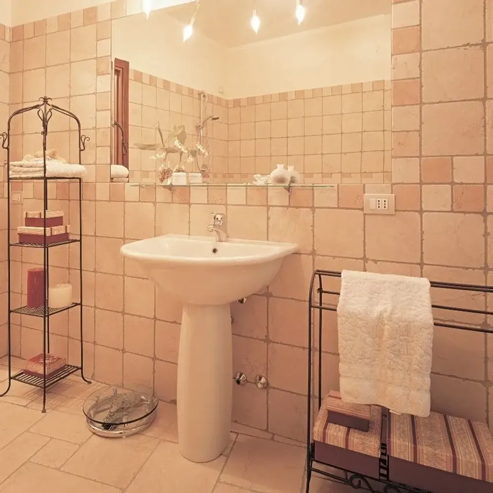 Terraces - Botticino Tumbled Marble Tiles - 15x15 cm - SENINI STONE  -NATURAL STONE MADE IN ITALY-