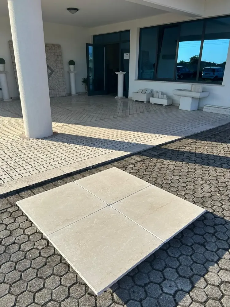 Terraces - Botticino Tumbled Marble Tiles - 15x15 cm - SENINI STONE  -NATURAL STONE MADE IN ITALY-