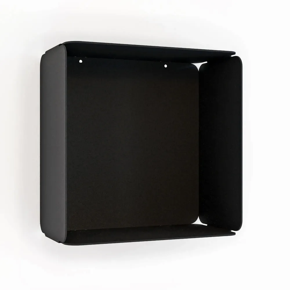 Shelves - CUBE WALL SHELF IN STEEL WITH AMETHYST BOTTOM - DECO-GEM