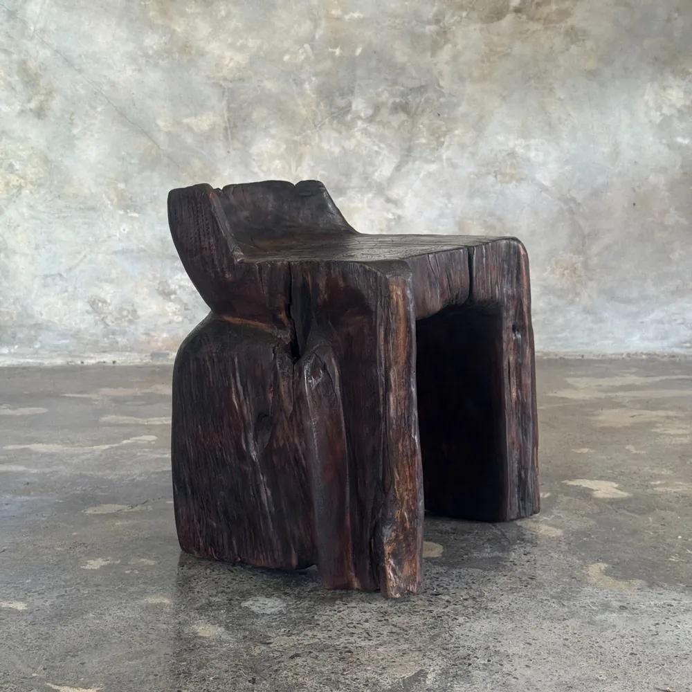 Stools - Stool, stool or small low armchair in Japanese style monoxyle brutalis - OFFICE OBJETS