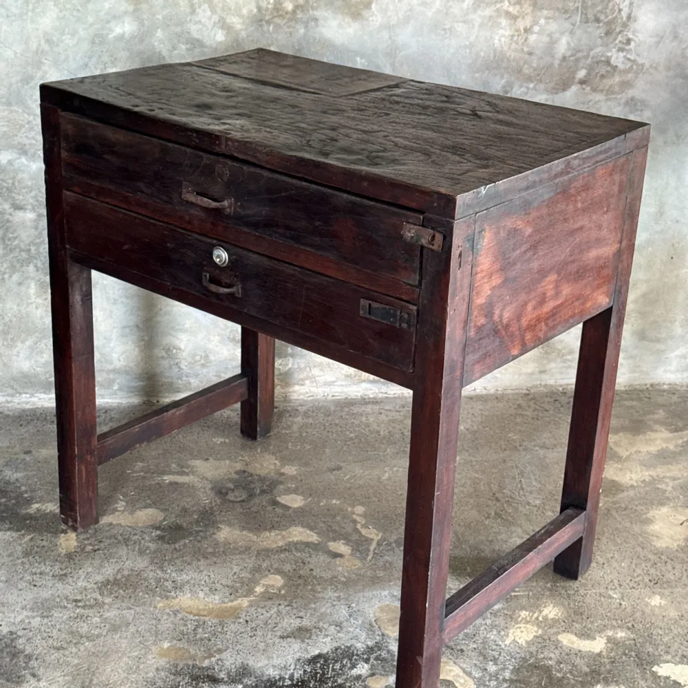 Commodes - Meuble de métier ancien indonésien en teck à deux tiroirs H80,5 - OFFICE OBJETS