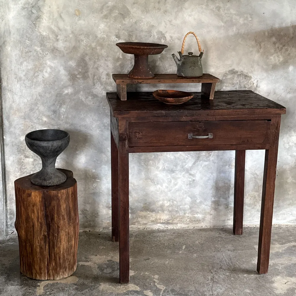Chests of drawers - Antique Indonesian teak trade cabinet with one drawer H82.5 L76x49 - OFFICE OBJETS