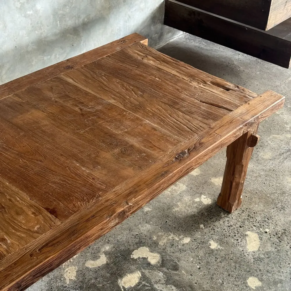 Coffee tables - Large upcycled gold teak coffee table L1m60 W70 H45 - OFFICE OBJETS