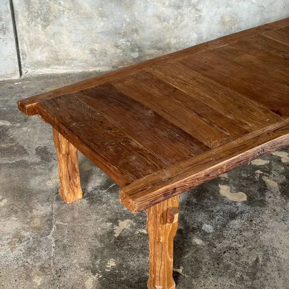 Coffee tables - Large upcycled gold teak coffee table L1m60 W70 H45 - OFFICE OBJETS