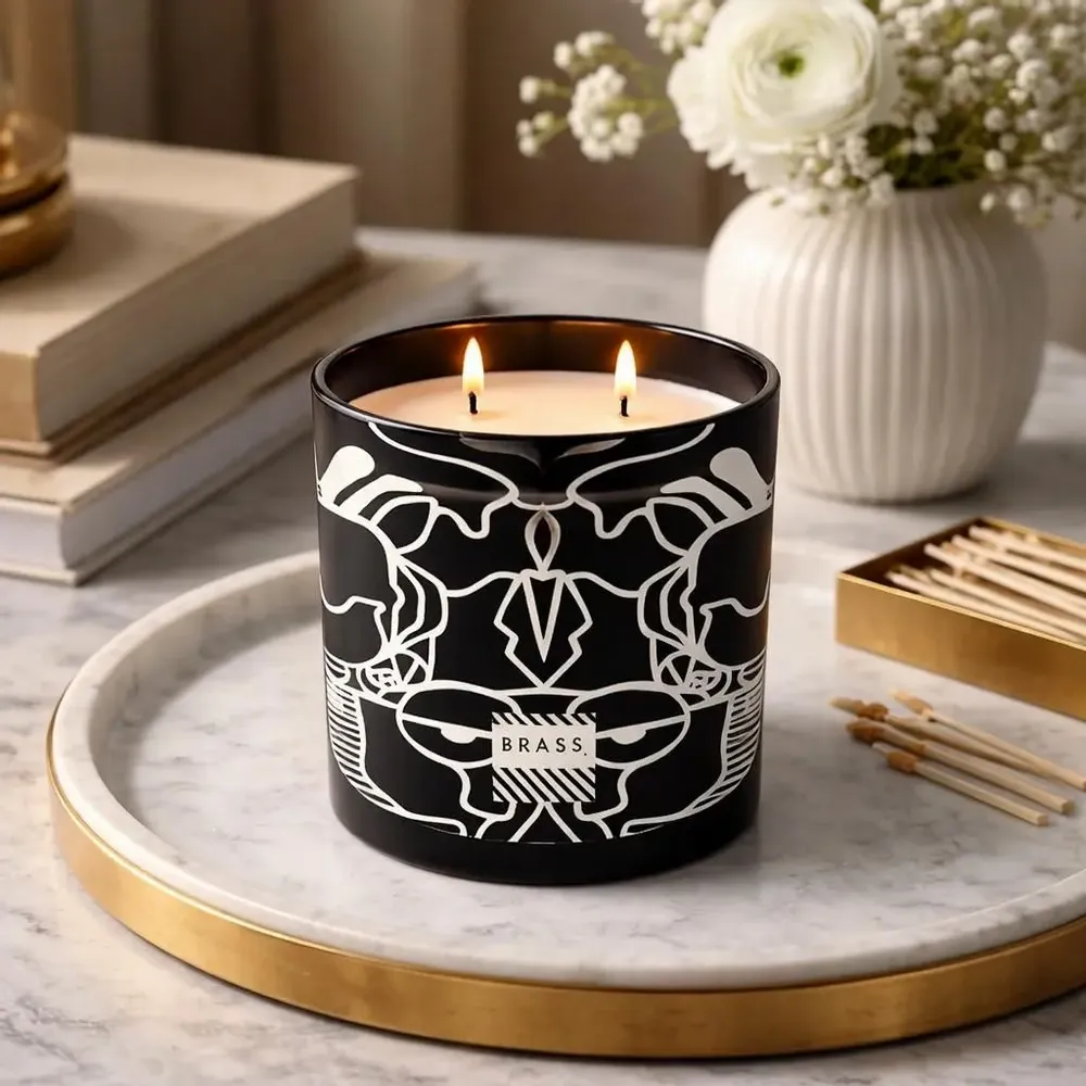 Candles - Black Misu Large Scented Candle - Design by BRASS - ARTDECORIS