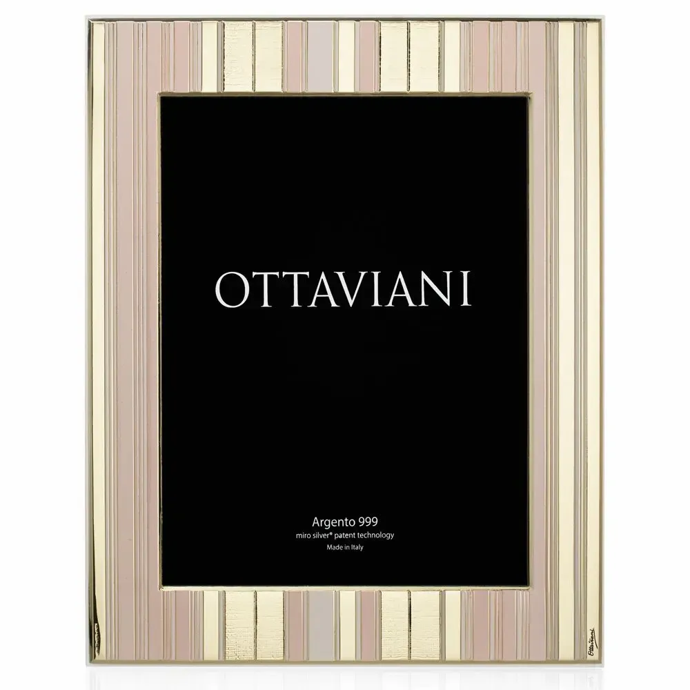 Design objects - Photo frame Miro Silver "Righe rosa cipria" - OTTAVIANI