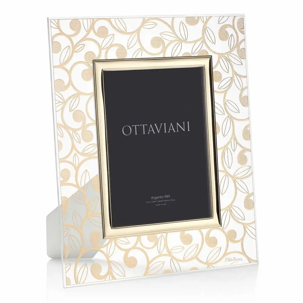 Design objects - Photoframe Miro-silver in crystal with gold leaf "Curls" - OTTAVIANI