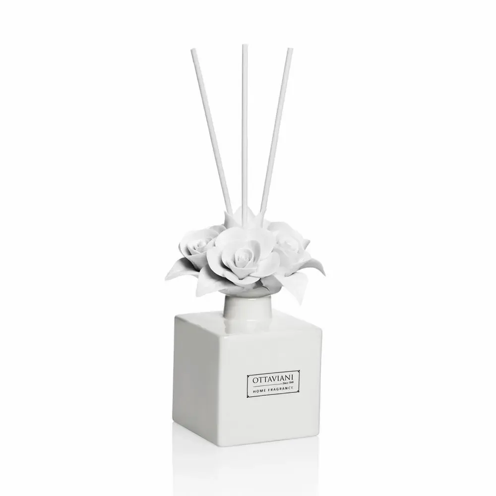 Scent diffusers - Room fragrance Miro-silver with ceramic flowers - OTTAVIANI