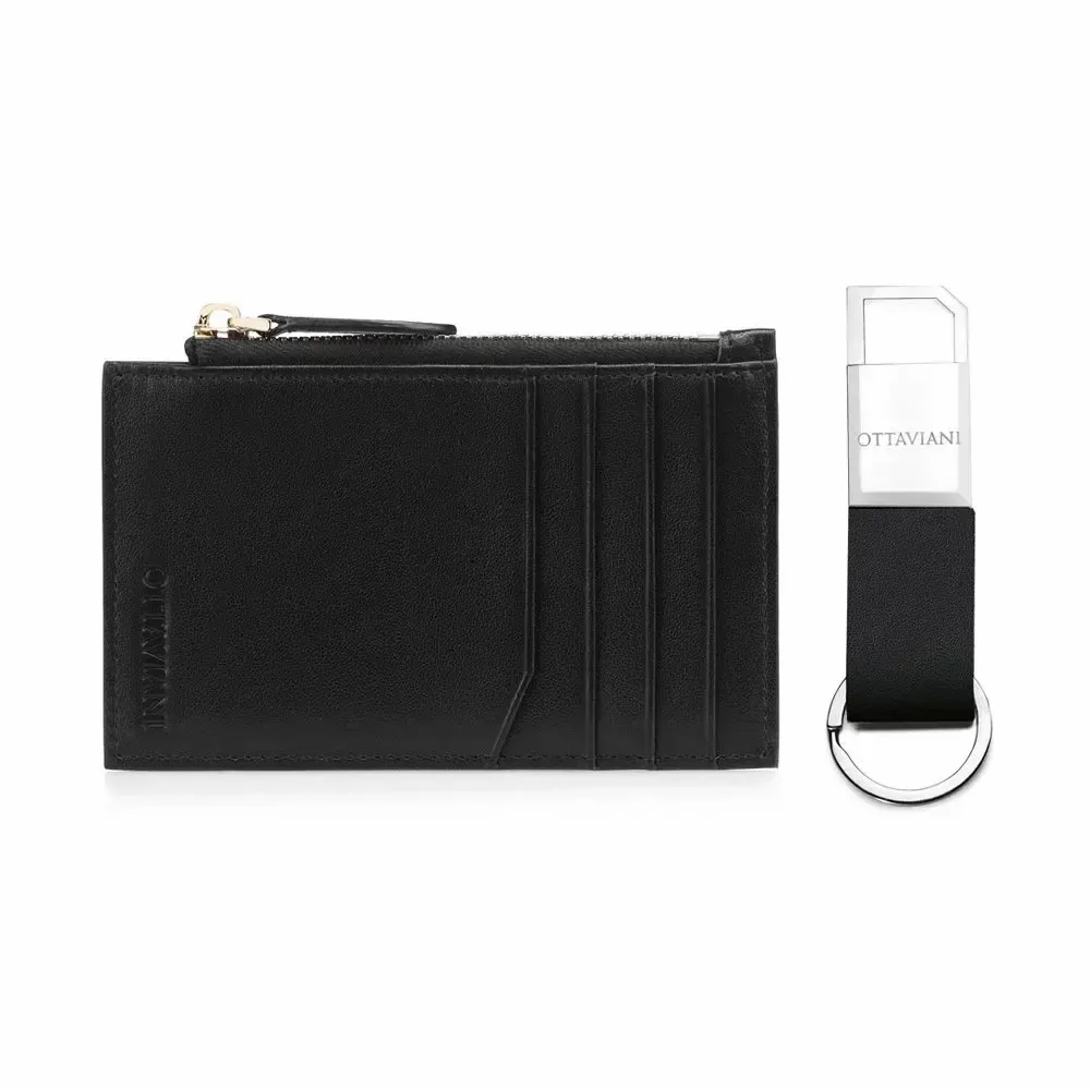 Design objects - Leather keyring and credit card holder with zip set - OTTAVIANI