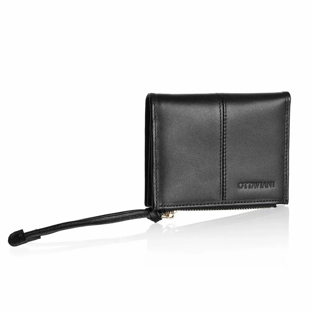 Design objects - Black genuine leather compact wallet - OTTAVIANI