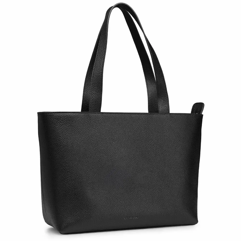 Design objects - Black genuine leather shopping bag - OTTAVIANI