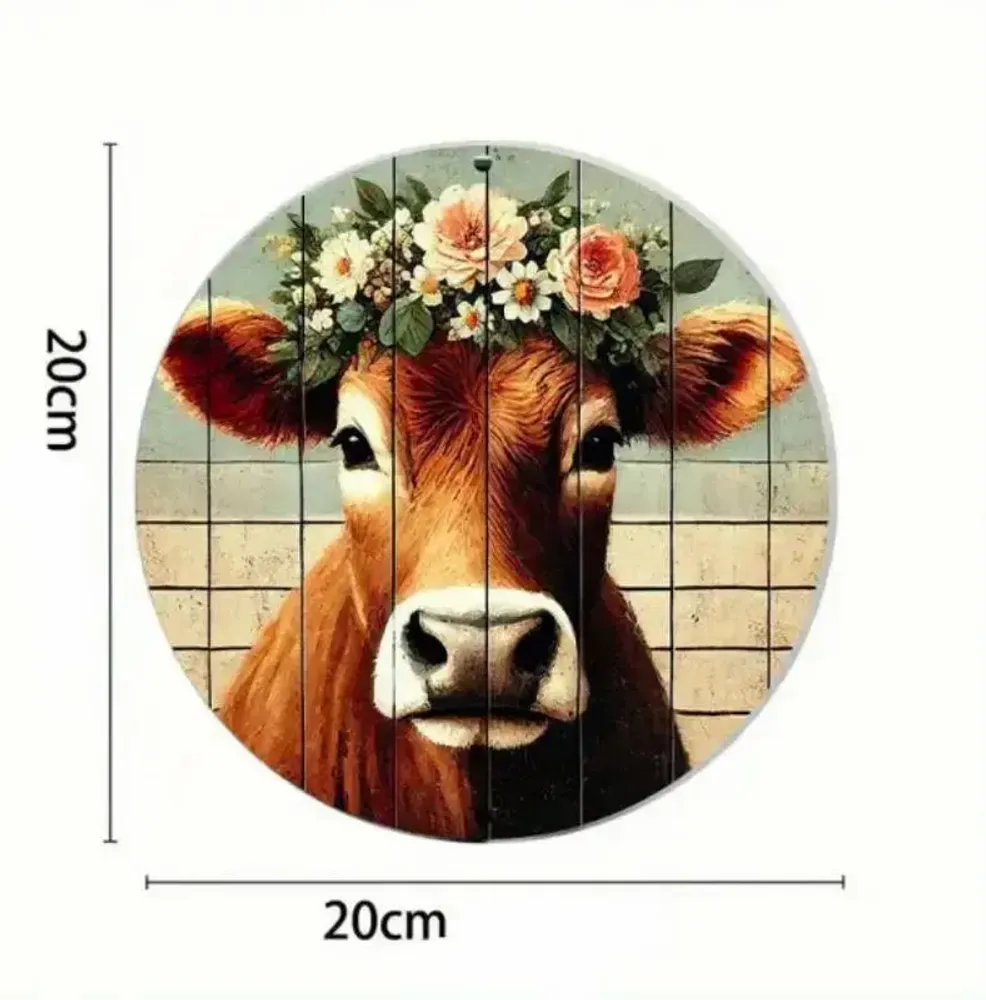 Objets design - Panneau rond en Aluminium Vache limousine - VACHES ET COMPAGNIE