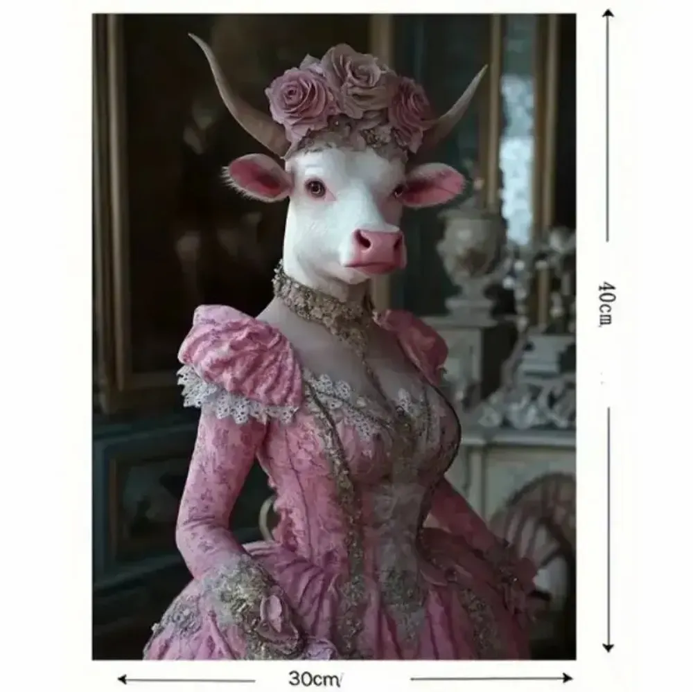 Objets design - Tableau imprimé Madame Vache en rose - VACHES ET COMPAGNIE