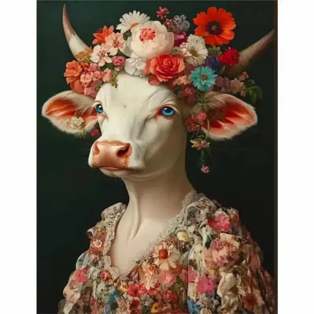 Objets design - Tableau imprimé Madame Vache en orange - VACHES ET COMPAGNIE