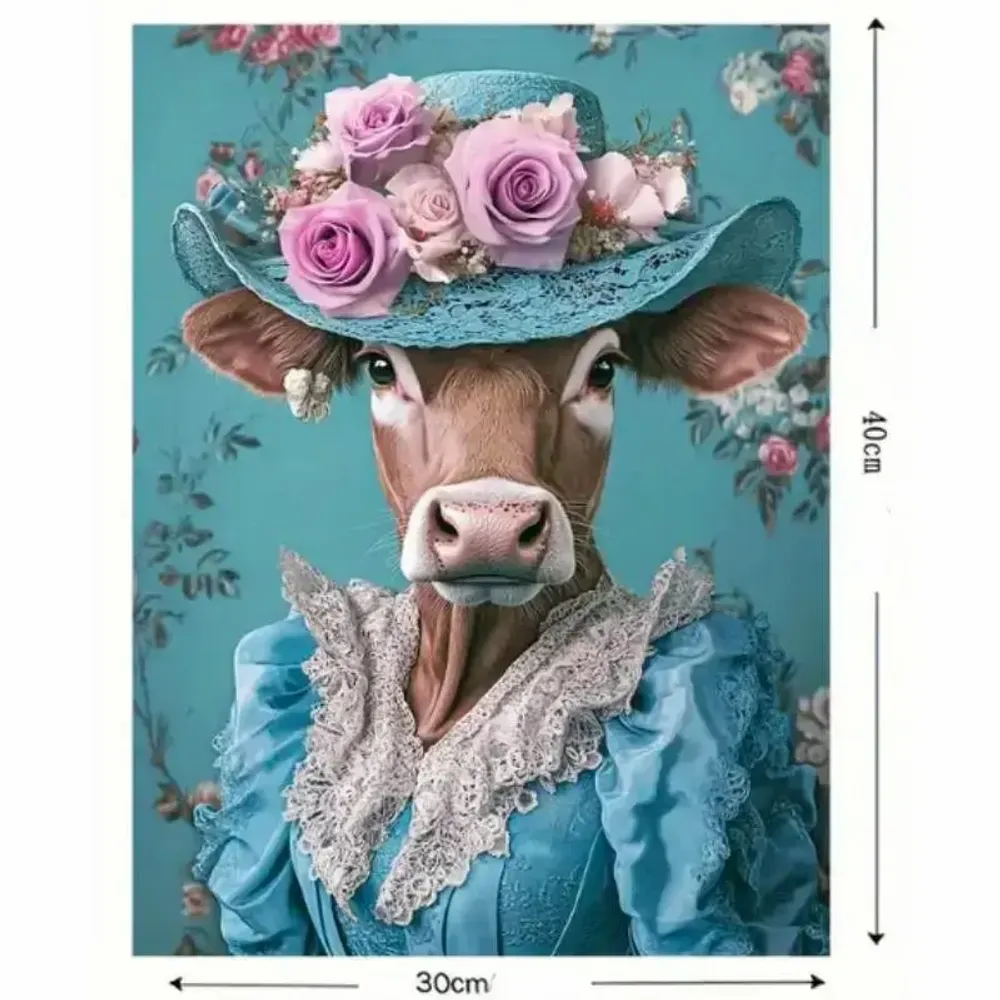 Objets design - Tableau imprimé Madame Vache en bleu - VACHES ET COMPAGNIE