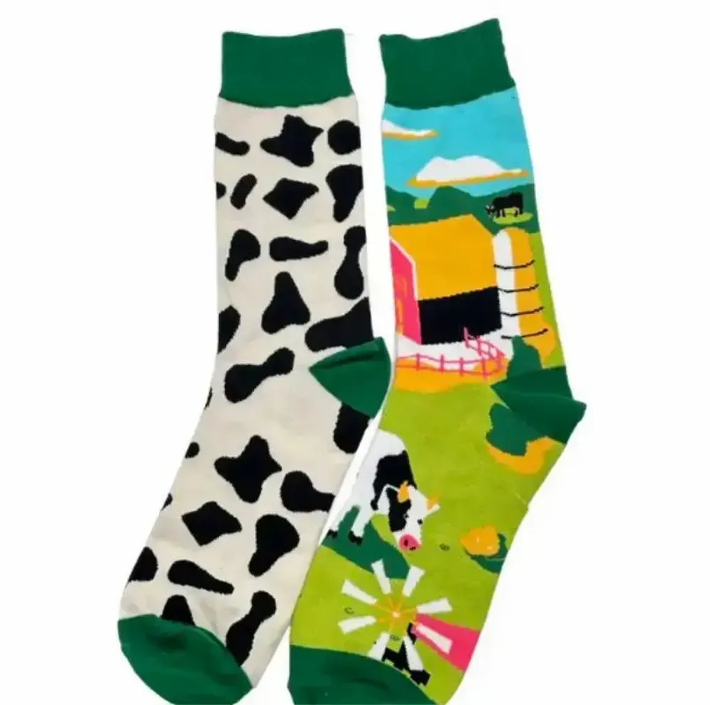 Objets design - Chaussettes imprimées Vache et Ferme pour Homme - VACHES ET COMPAGNIE